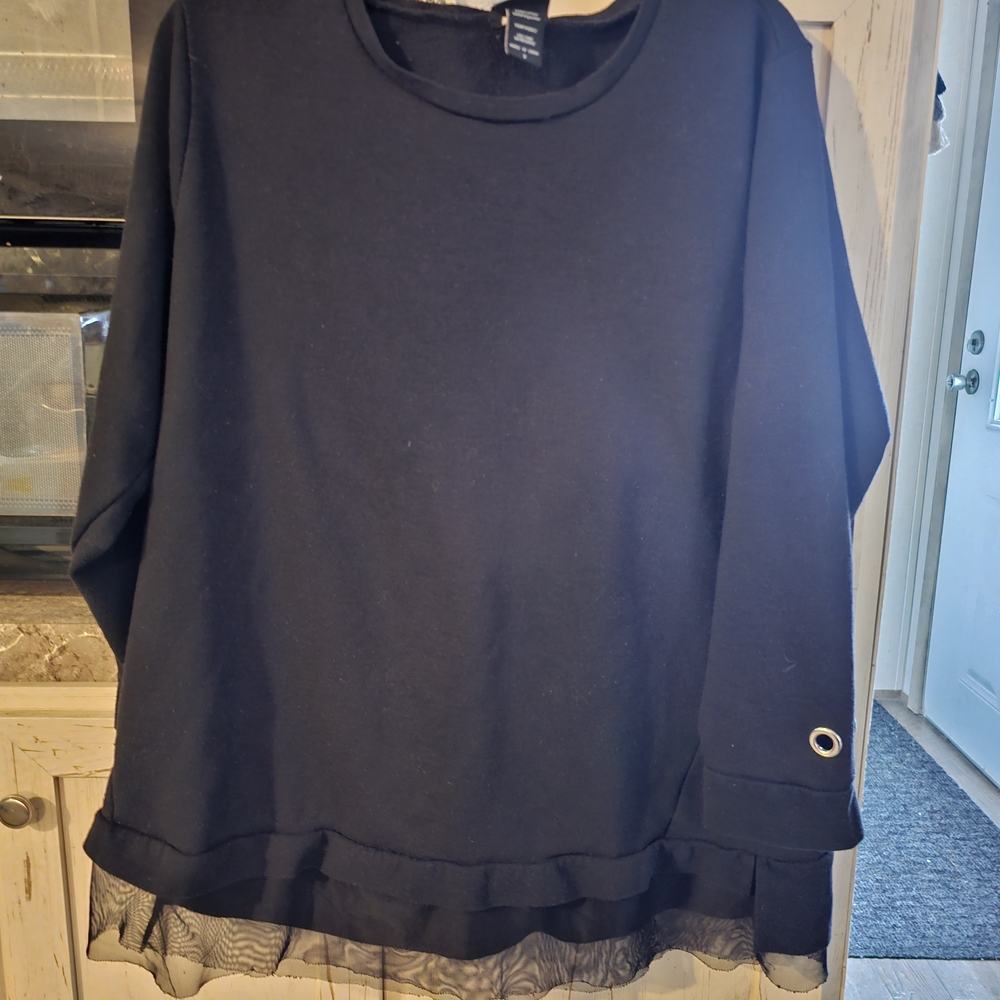 Torrid Black Sweater with Lace Hem